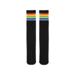 Black color striped™ thigh-high stockings